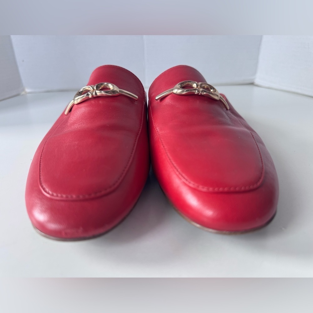 COACH Red Sienna Leather Slip On Slides Flat shoes size 7.5 - Picture 4 of 9